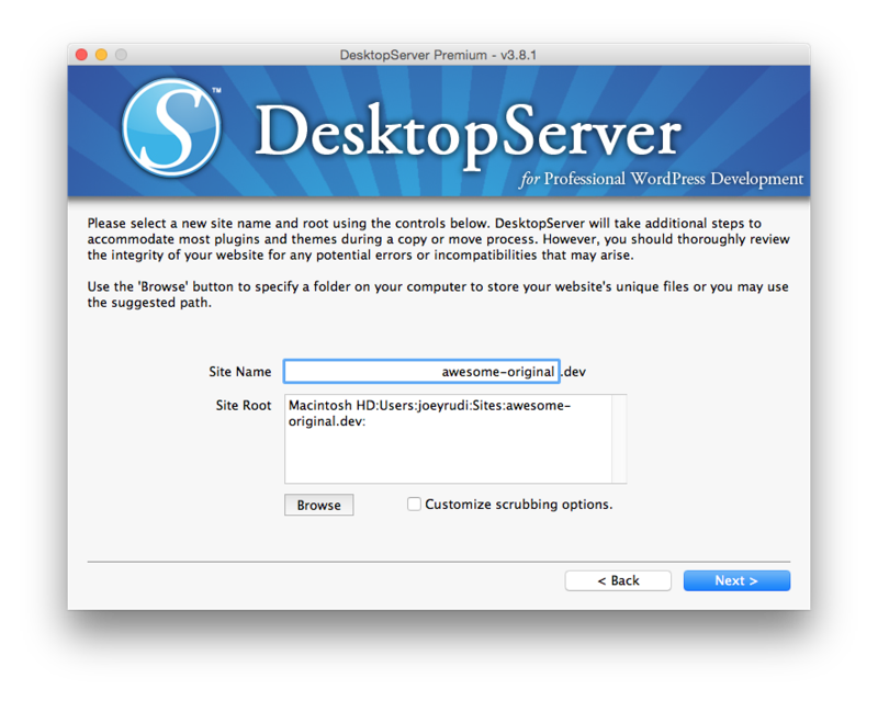 DesktopServer Copy Name