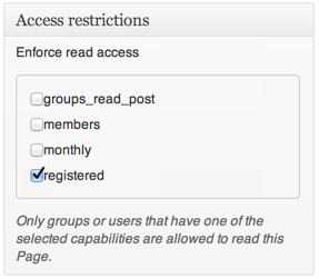 Groups Access Restrictions Registered